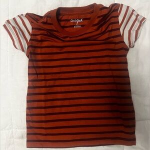 Cat & Jack, 3T Boys Striped Red Orange short sleeve shirt, preowned